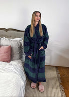 men's striped navy green terry robe CARL ROSS
