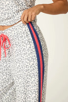 Cat’s Meow Big Stretch Long PJ Set - PJ Salvage - Tank and Straight leg Pant Leopard Print with red racing stripe