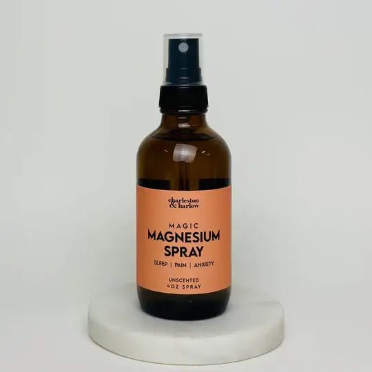 Charleston & Harlow Unscented MAGIC Magnesium Spray 4 OZ for natural relief from sleep, pain, and anxiety.