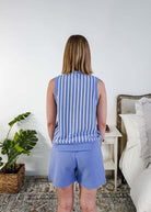 Cloud Knit Stripe Tank & Short PJ Set | Blue - Scarlett Ellie - Cloud Nine Pajamas