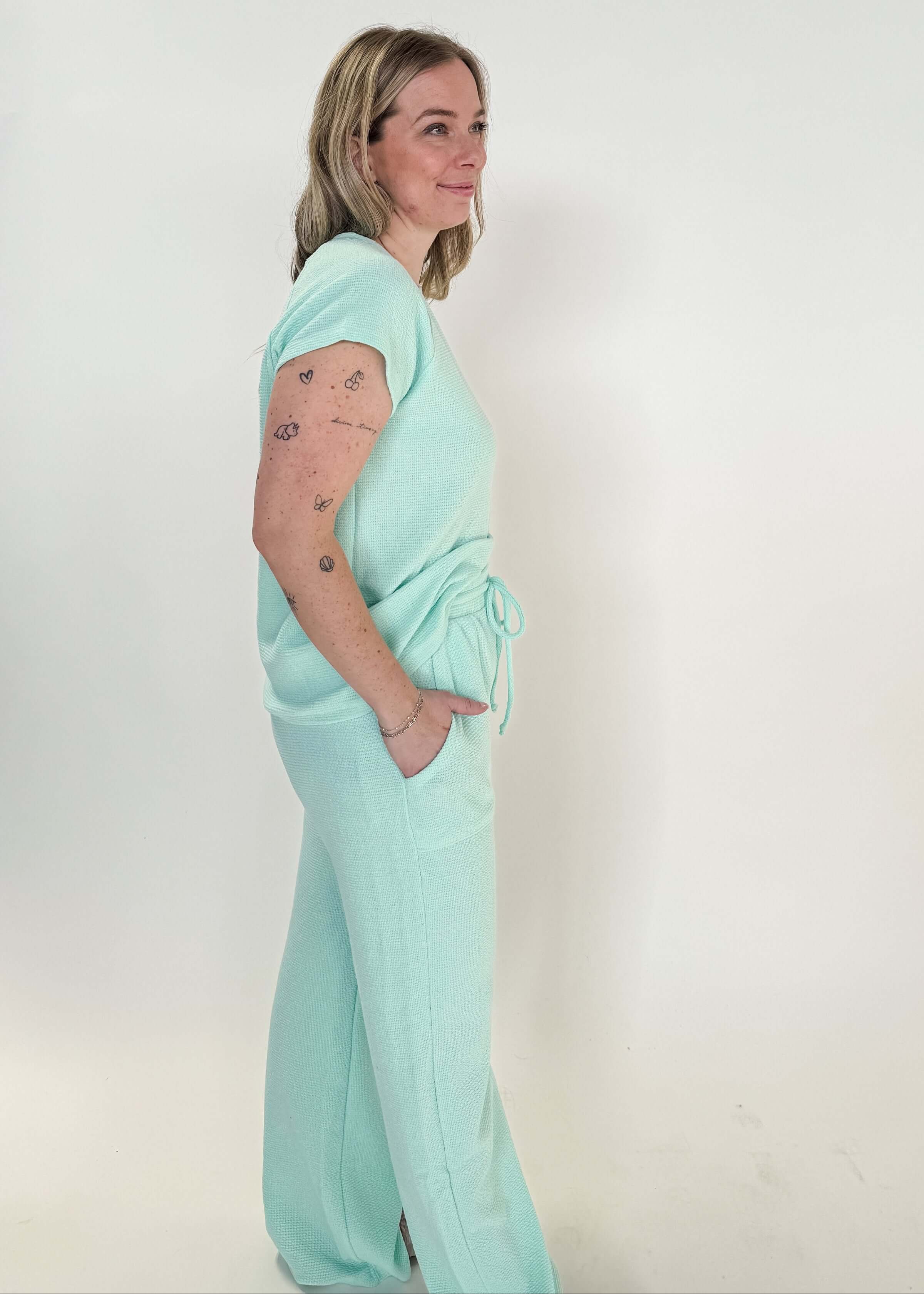 Summer Vibes PJ Tee/Wide Leg Pant Set