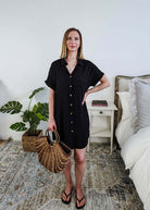 Scarlett Ellie Collared Button-Up Short Sleeve Dress | Cloud Nine Pajamas