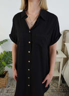 Scarlett Ellie Collared Button-Up Short Sleeve Dress | Cloud Nine Pajamas