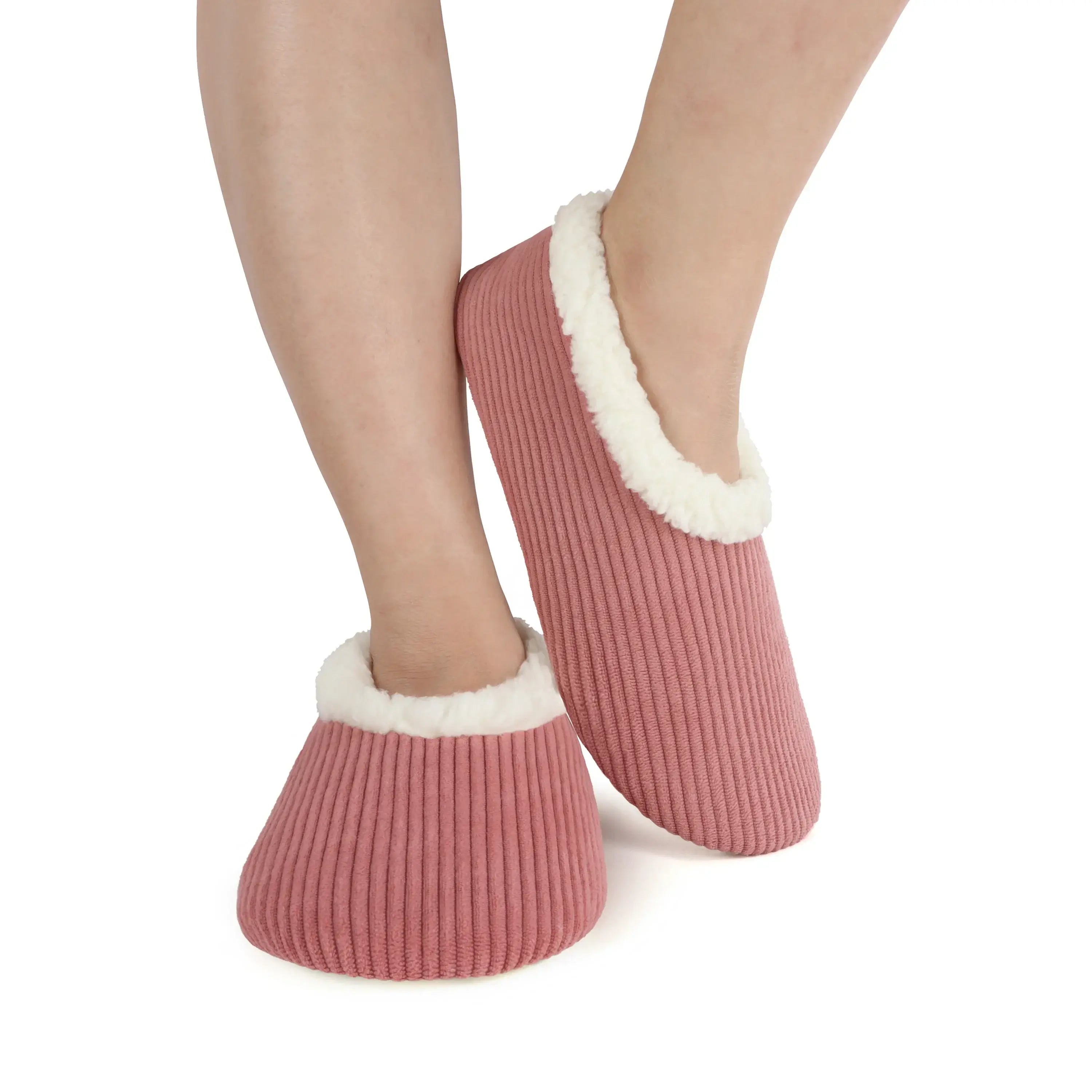 Snoozies Plush COZY Slipper Socks Cozy Corduroy desert rose