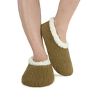 Snoozies Plush COZY Slipper Socks Cozy Corduroy olive