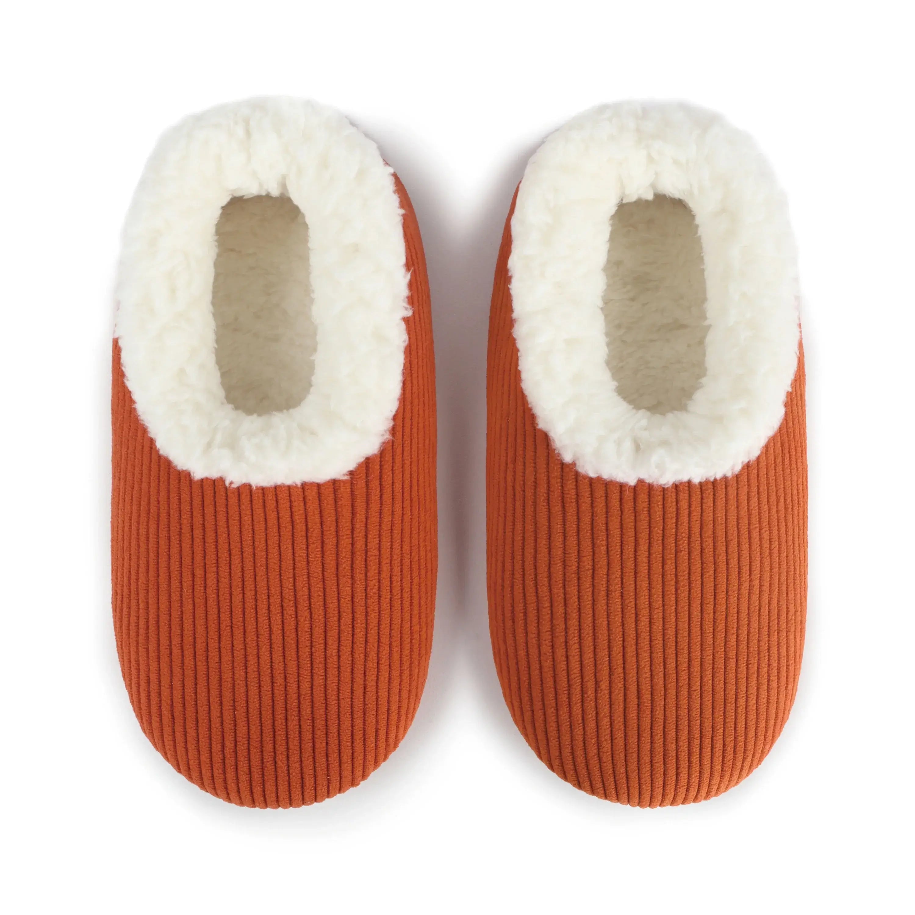 Snoozies Plush COZY Slipper Socks Cozy Corduroy rust