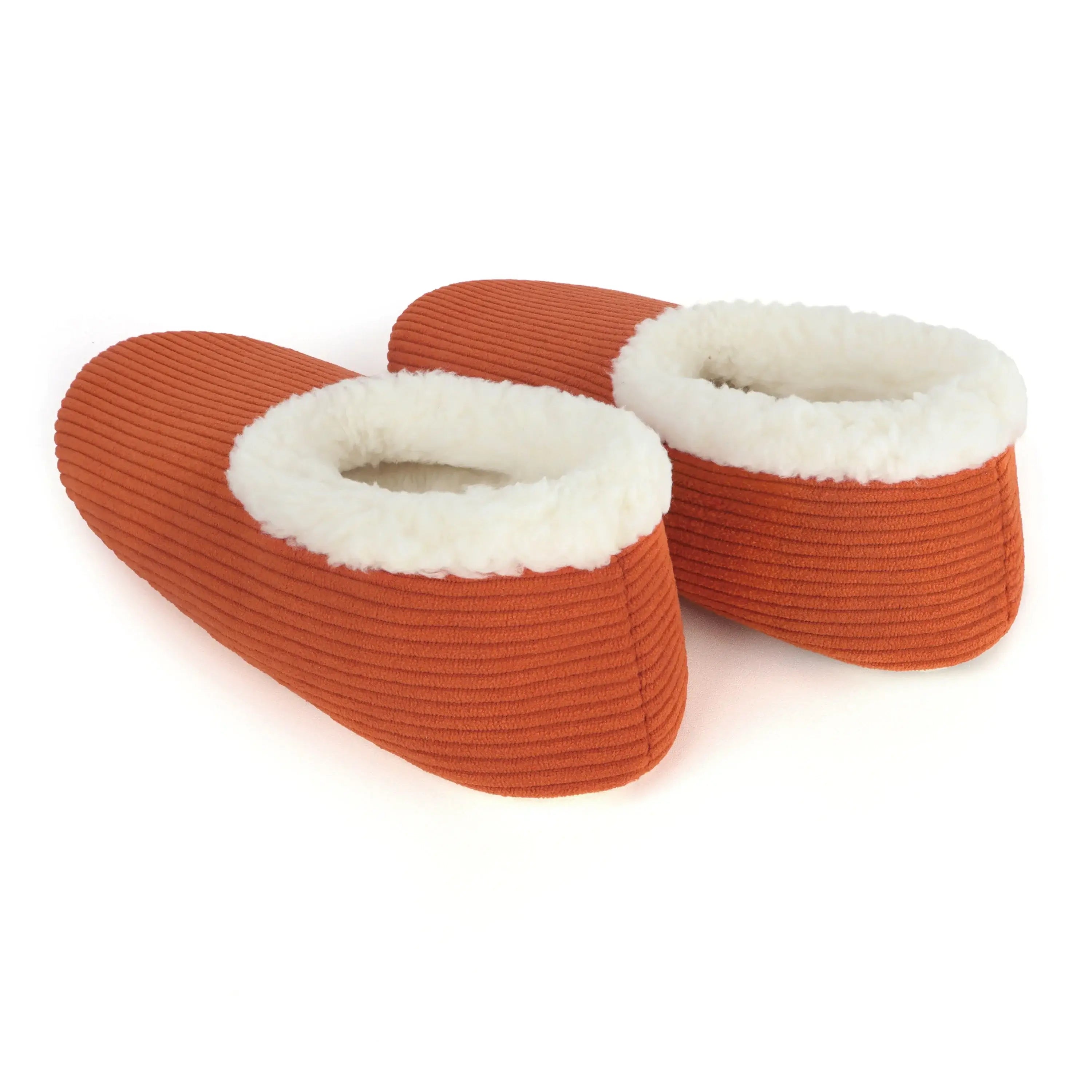 Snoozies Plush COZY Slipper Socks Cozy Corduroy rust