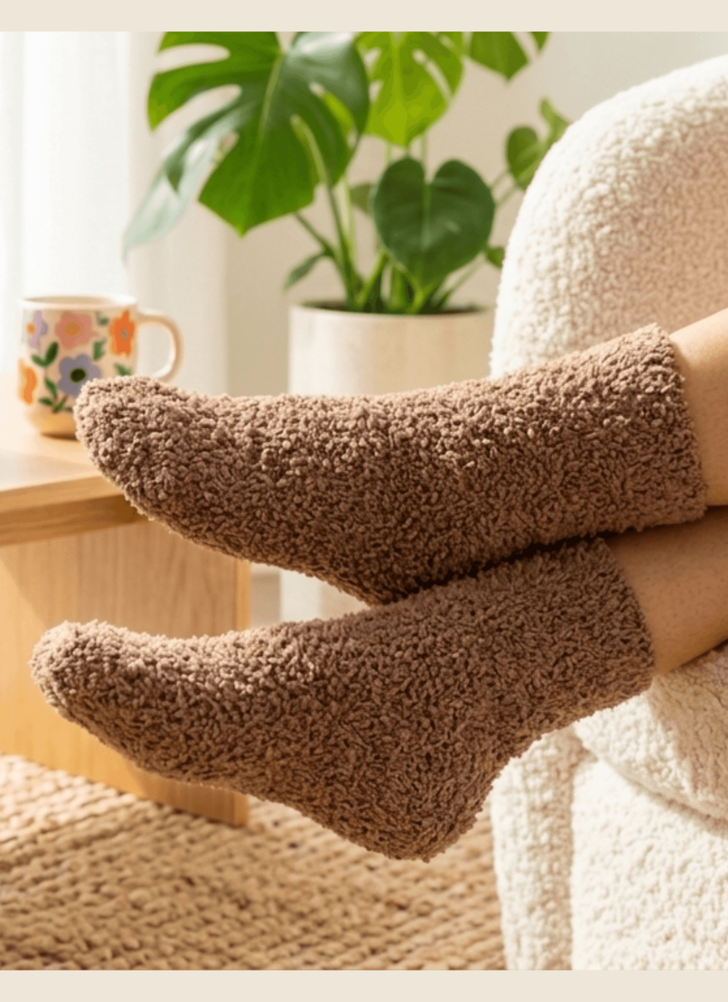 Cozy Cabin Lounge Socks – Marshmallow - Soft Fluffy Slouch Socks - Lounge By Jan Marie - Cloud Nine Pajamas