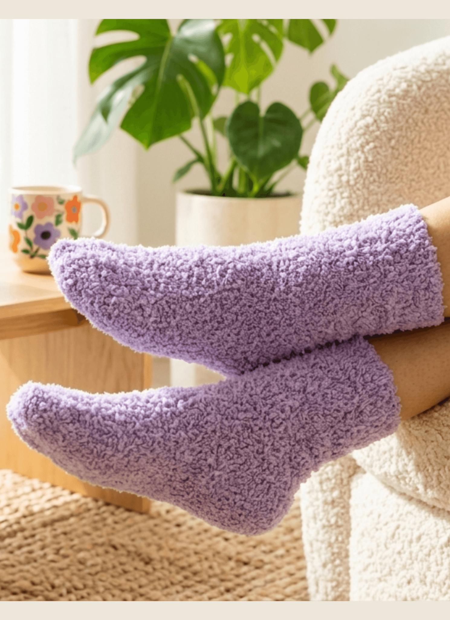 Cozy Cabin Lounge Socks – Marshmallow - Soft Fluffy Slouch Socks - Lounge By Jan Marie - Cloud Nine Pajamas