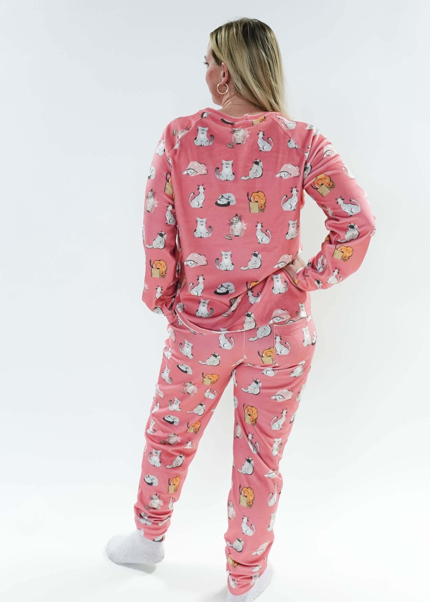 Cozy Catnap Long Sleeve Jogger Velour Lounge Set  by Miranda Nic