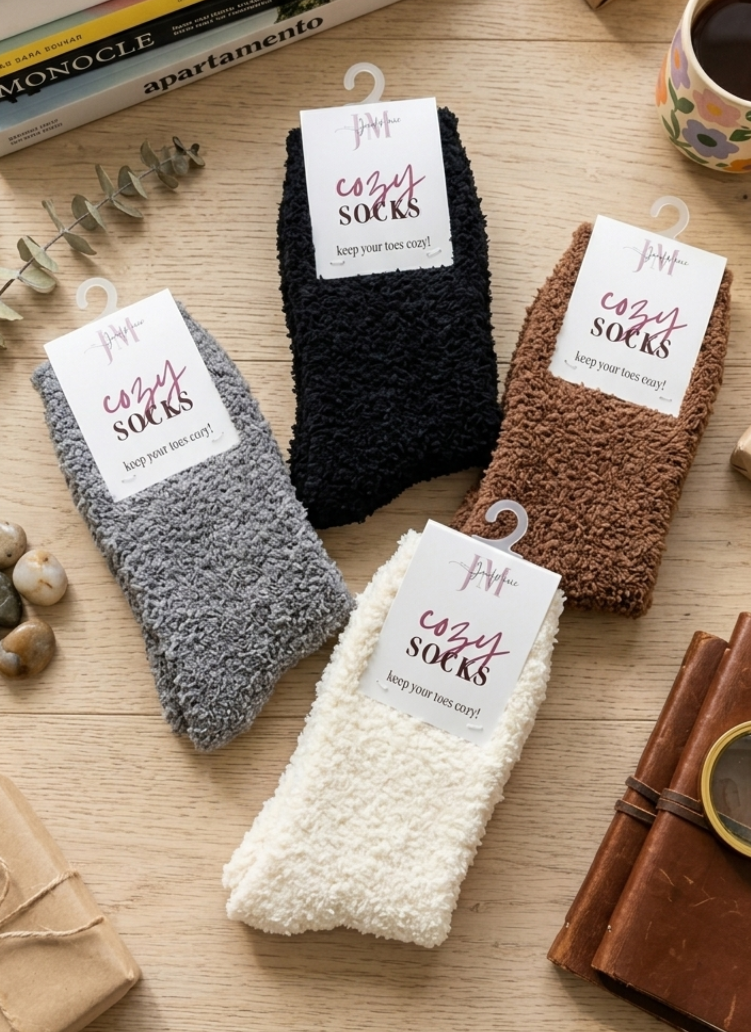 all-groups lay flat of the neutral colours of the jan marie cozy cabin socks