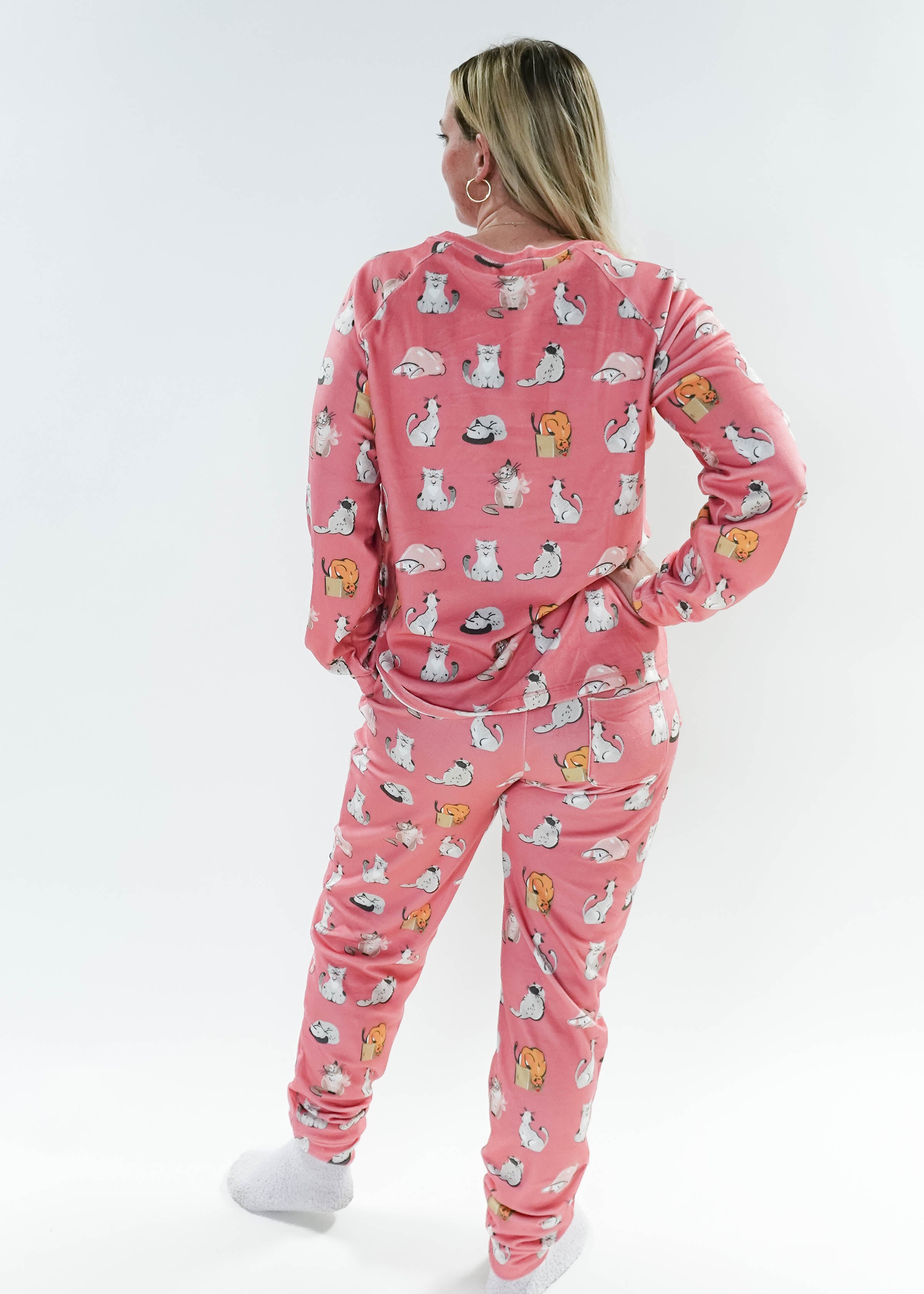 Cozy Catnap Long Sleeve Jogger Velour Lounge Set  by Miranda Nic