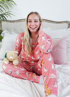 women's cat print pj velour set jogger and top MIRANDA NIC