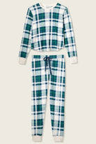 women's green and white plaid velour pj set from pj salvage