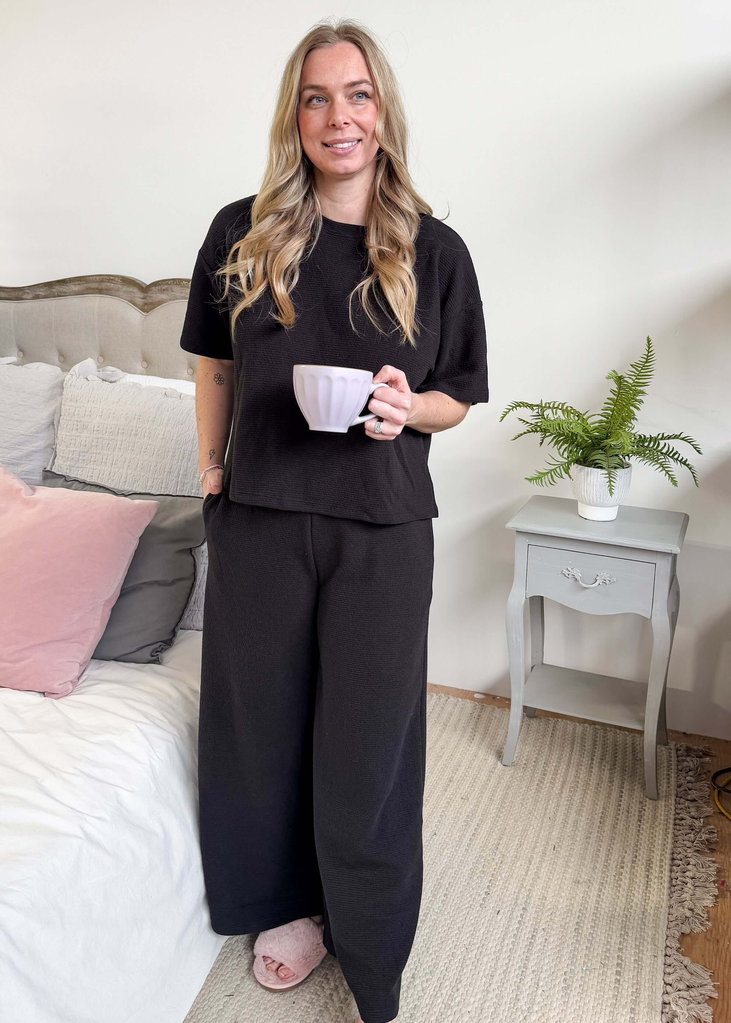 PJ Tee/ Wide Leg Cloud Knit Loungewear Set – Cloud Nine Pajamas