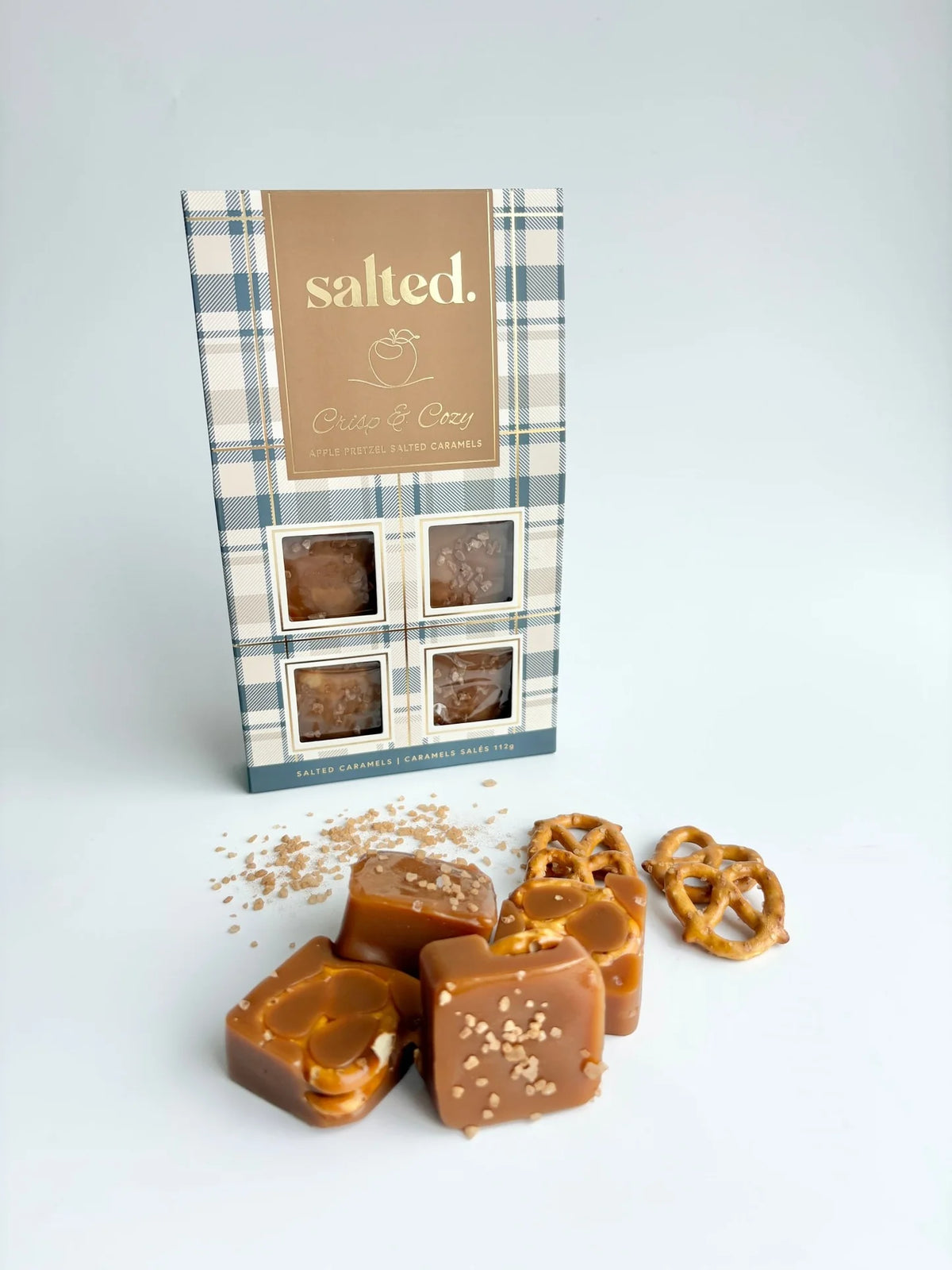 Salted Crisp and Cozy 4-piece seasonal caramel gift box open — Cloud Nine Pajamas Edmonton