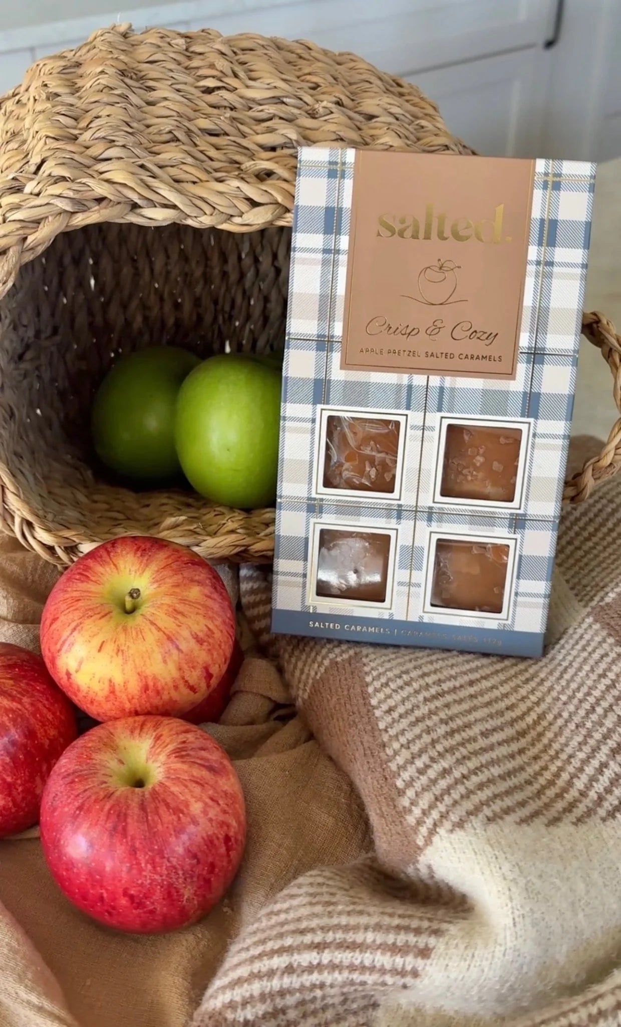 Salted Crisp and Cozy autumn caramel gift box lifestyle — Cloud Nine Pajamas Edmonton