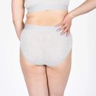 Devon + Lang Bria Full Coverage Bikini Brief in light gray, showcasing premium modal comfort and full back coverage.