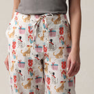 women's relaxed fit flannel pant in a bag doggie presents print for Christmas
