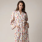 women's long flannel robe with dog print for christmas by Mahogany