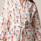 women's long flannel robe with dog print for christmas by Mahogany