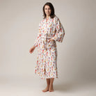 women's long flannel robe with dog print for christmas by Mahogany