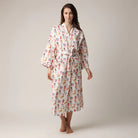 women's long flannel robe with dog print for christmas by Mahogany