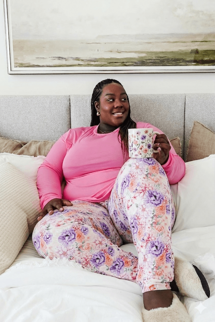 Dream In Blooms Long Sleeve Top & Jogger Bamboo Lounge Set - Georgia Rylan - Cloud Nine Pajamas