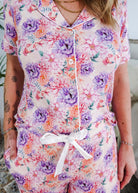 Dream In Blooms Short Sleeve Button Up & Pant Bamboo Lounge Set - Georgia Rylan - Cloud Nine Pajamas