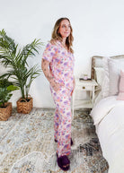 Dream In Blooms Short Sleeve Button Up & Pant Bamboo Lounge Set - Georgia Rylan - Cloud Nine Pajamas