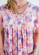 Dream In Blooms Flutter Bamboo Nightgown with colorful floral pattern, showcasing romantic and comfortable sleepwear.