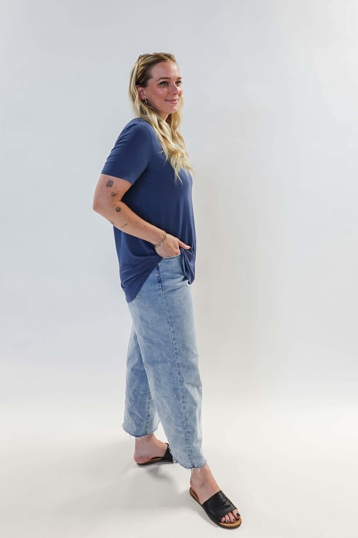 Essential Basic Bamboo Short Sleeve Tee side view