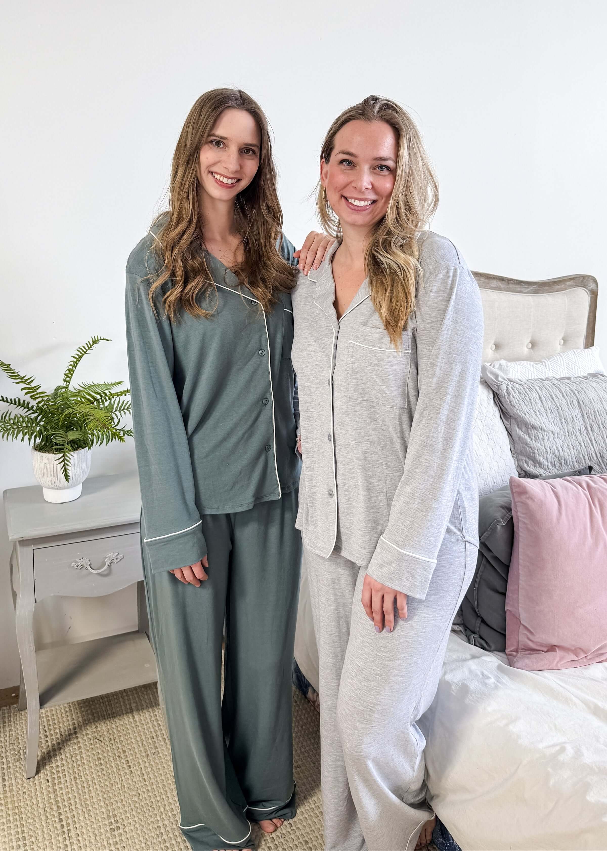 Essential Long Sleeve Button Up/Pant PJ Set