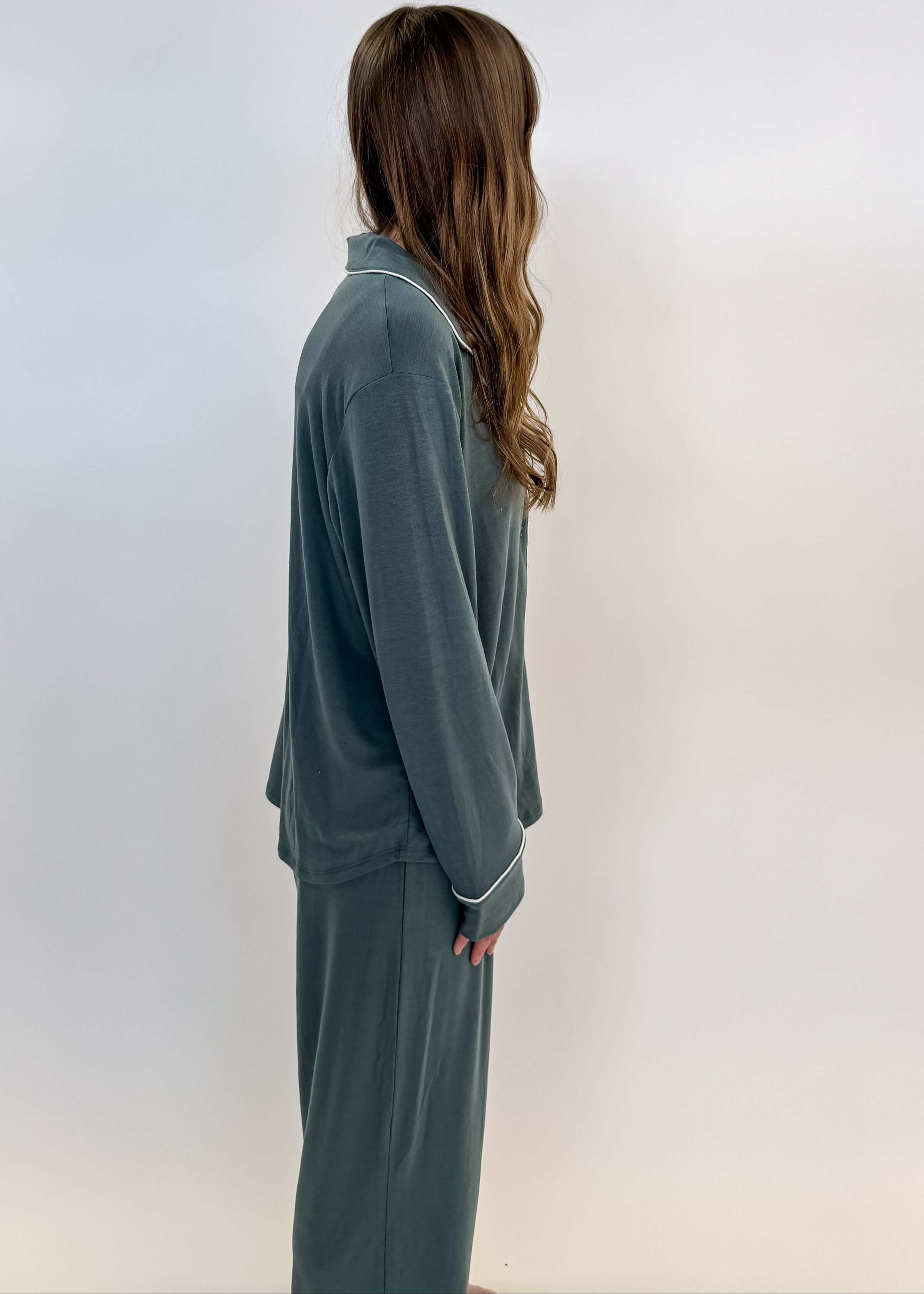 Essential Long Sleeve Button Up/Pant PJ Set