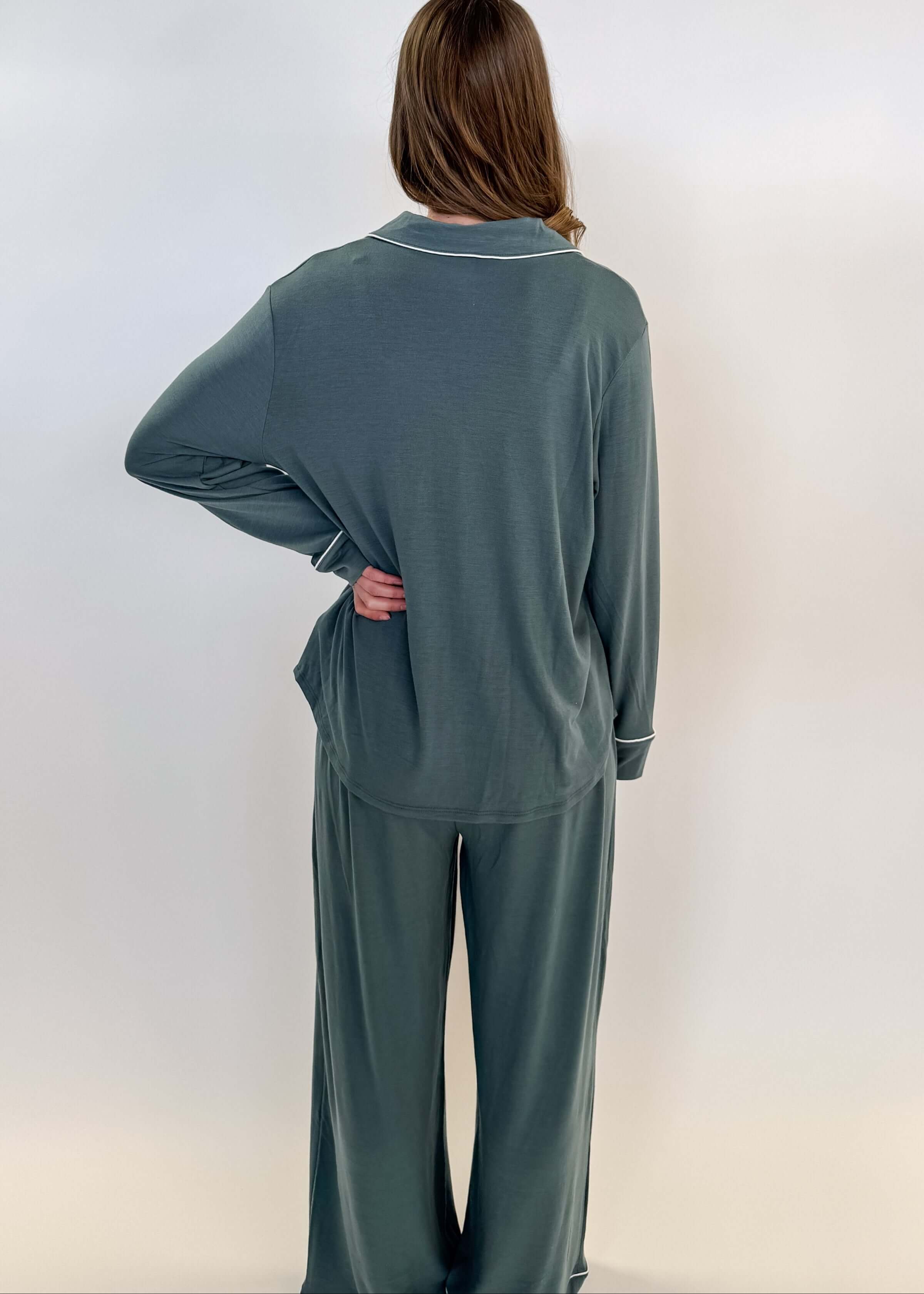 Essential Long Sleeve Button Up/Pant PJ Set