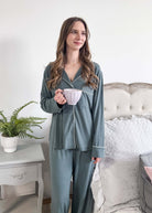 Essential Long Sleeve Button Up/Pant PJ Set