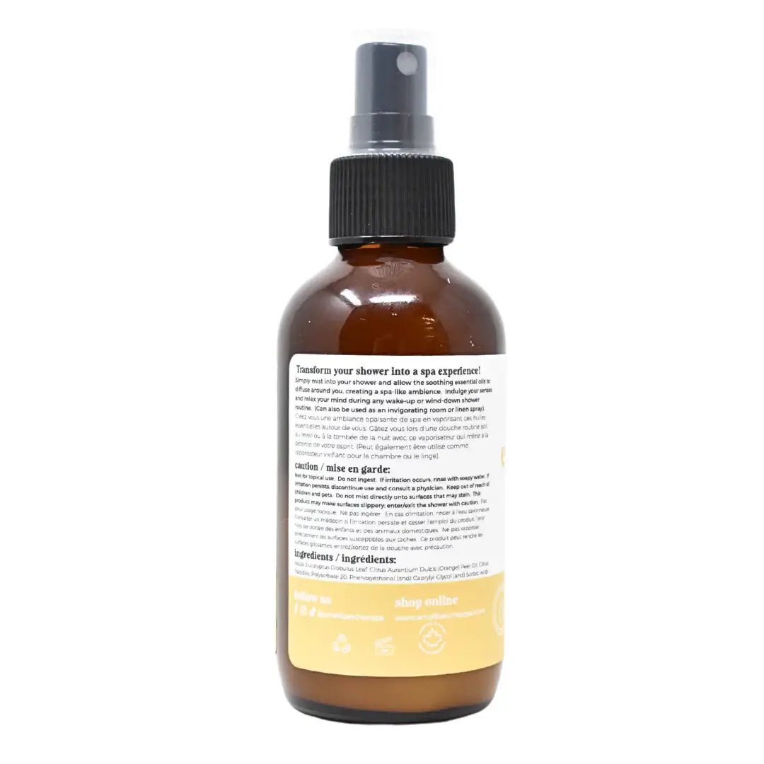 Eucalyptus Citrus Shower Mist bottle for an energizing, spa-like shower experience.