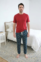 Bob's Sleepwear Co. Evergreen Dreams Bamboo Jogger Pant front view — Cloud Nine Pajamas Edmonton