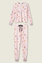 flat lay of Feline Spooky Halloween Cat Print Jogger PJ Set by PJ Salvage available in Canada