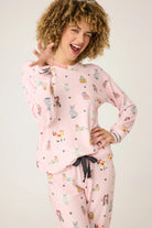 close up of Feline Spooky Halloween Cat Print Jogger PJ Set by PJ Salvage available in Canada