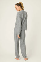 Charcoal Fireside Sparkle Brushed Thermal PJ Set | Long Sleeve Top & Jogger Pants | PJ Salvage