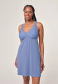 Fleurt by Montelle Belle Époque Full Chemise in Denim Blue. Shown on model against light background in a Full Length profile