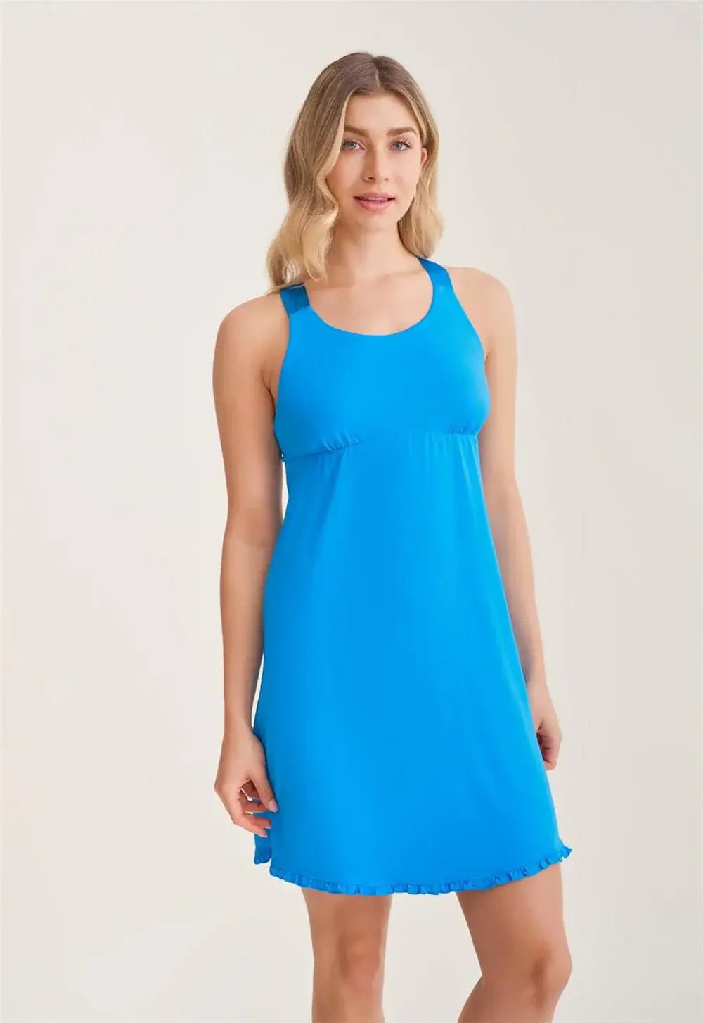 Fleurt by Montelle Racerback Nightshirt - Built-In Support in True Blue