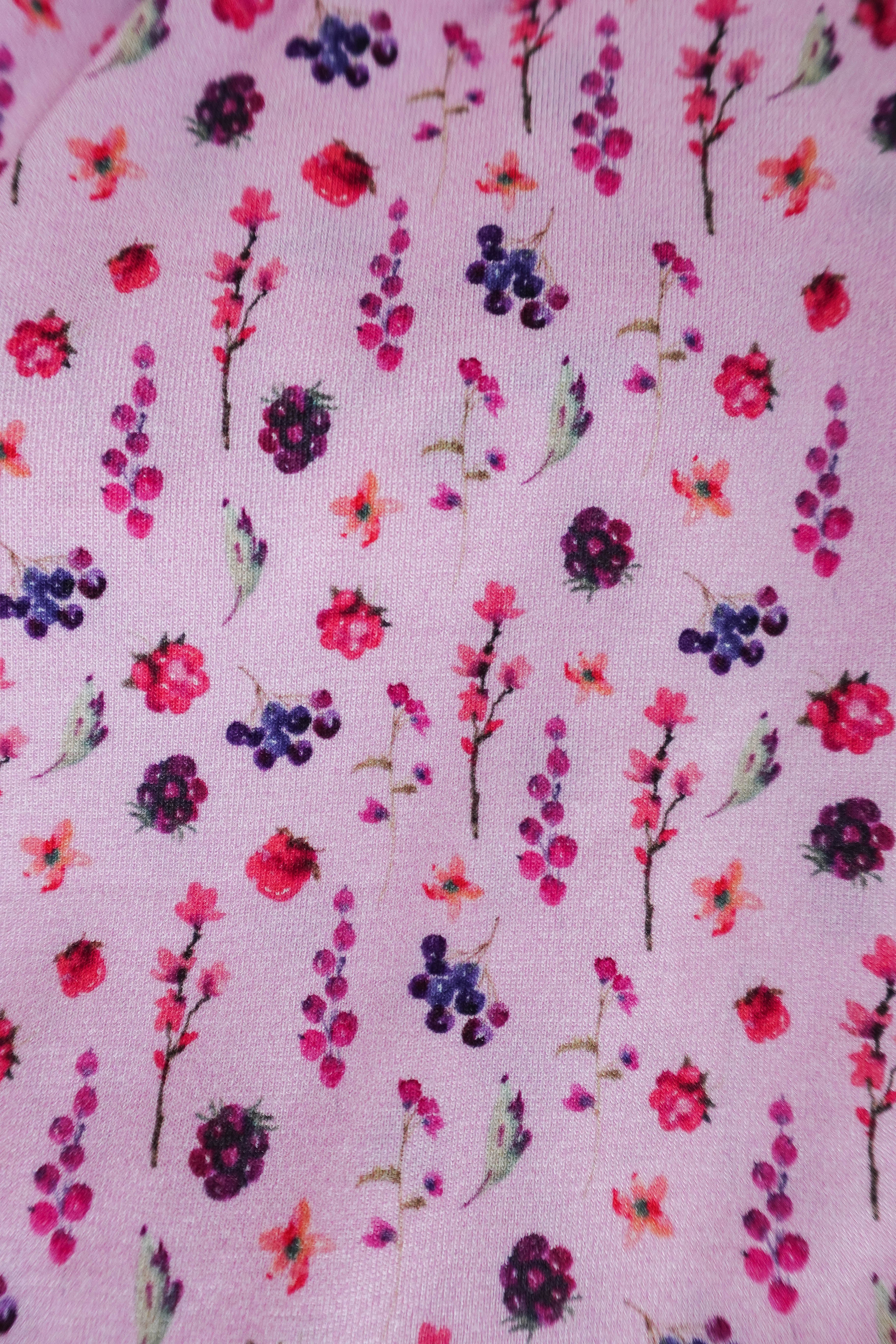 Flora's Garden Print Tee Floral Jogger PJ Set Bamboo - close up of the print on the pants