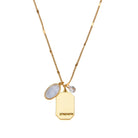 Birthstone Charm Necklace in 14k Plated Gold featuring April quartz and 'Strength' intention word by Foxy Originals.