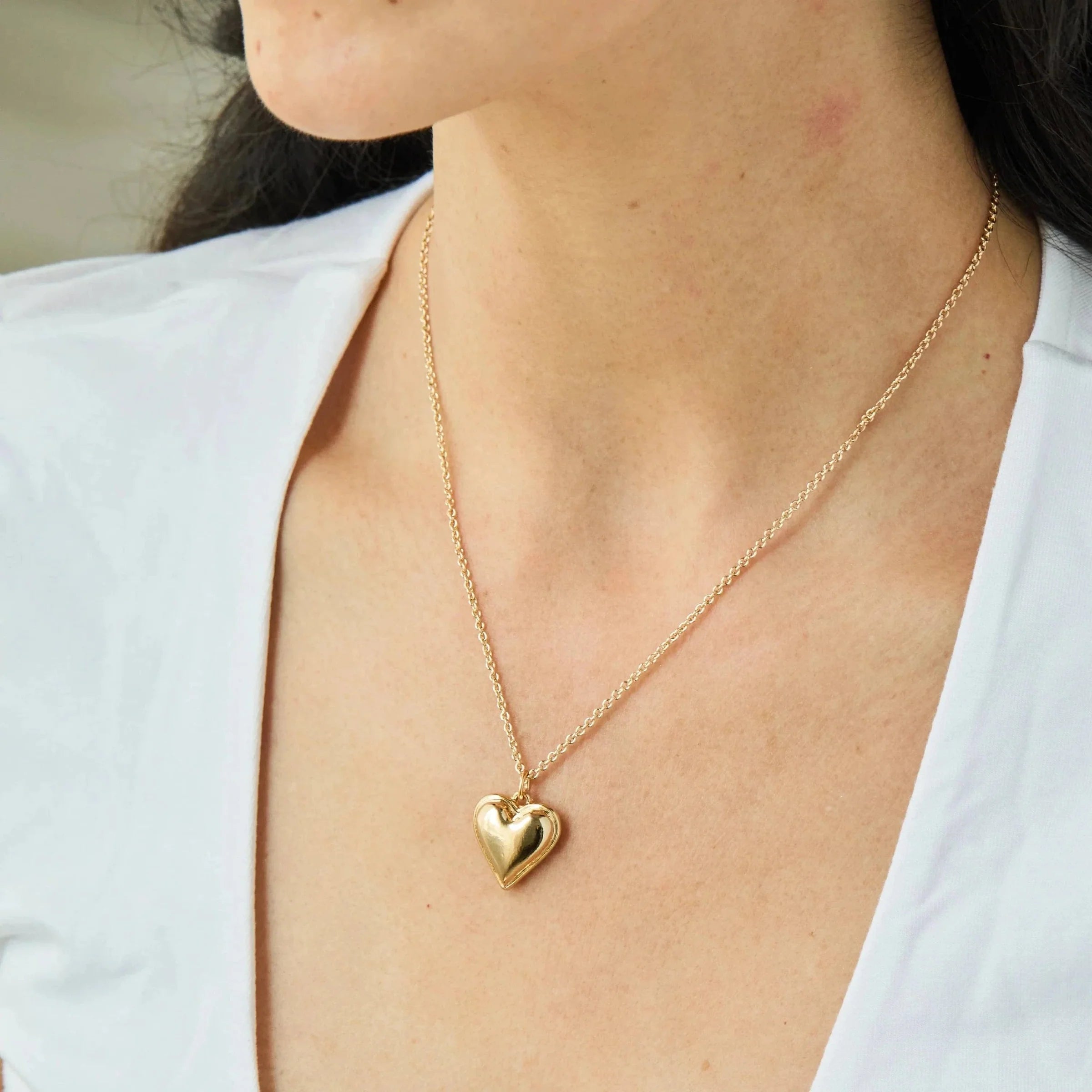 Sweetheart Necklace in 14k Gold by Foxy Originals with a heart pendant on a delicate chain.
