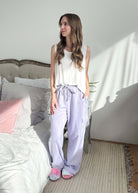 French Terry Straight Leg Cargo Pant purple