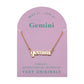 Zodiac Script Necklace in 14K Plated Gold featuring the Gemini astrological sign