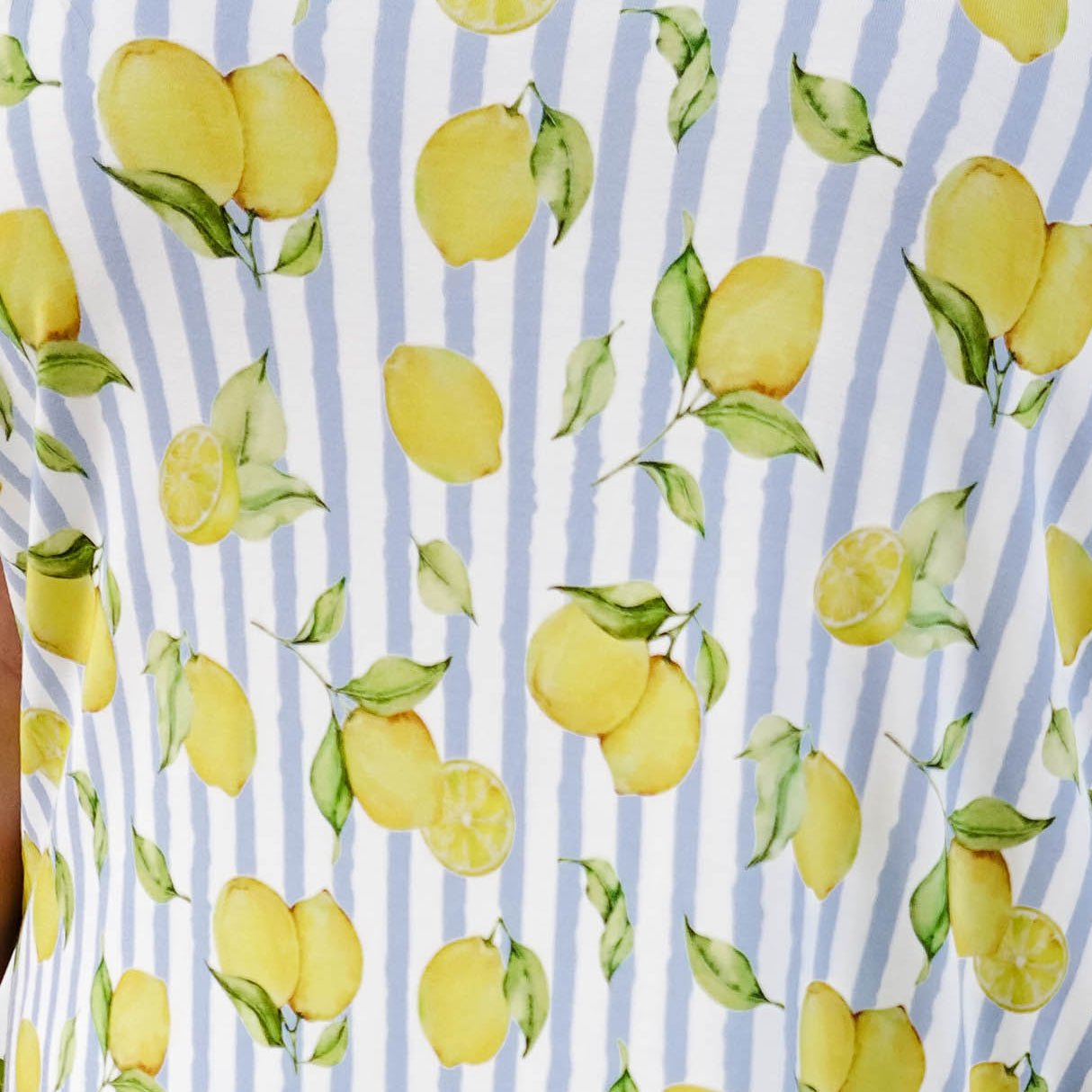 Limoncello lemon and blue stripe print Georgia Rylan Bamboo