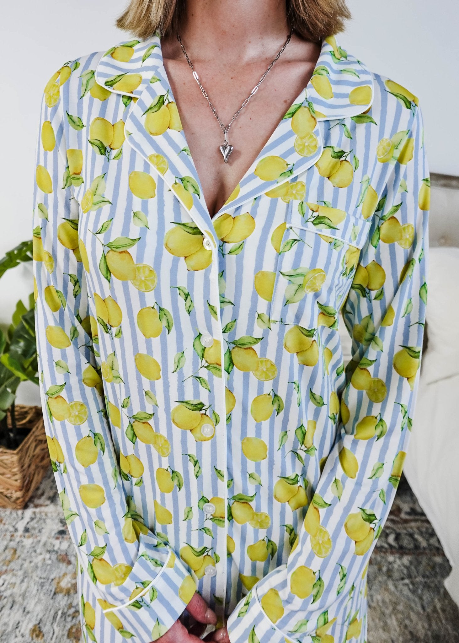 Georgia Rylan Bamboo Button-Up Nightshirt | Limoncello Print -Georgia Rylan- Cloud Nine Pajamas